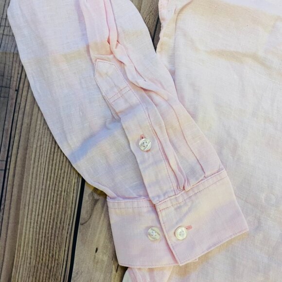 Lilly Pulitzer Men's Stuff Addison Linen Shirt Pink Muse X Resort White NWOT - Picture 3 of 5